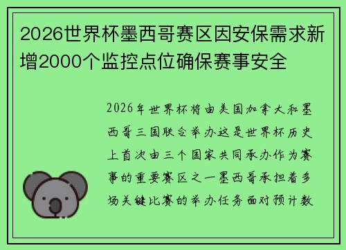 2026世界杯墨西哥赛区因安保需求新增2000个监控点位确保赛事安全 2026世界杯墨西哥赛区因安保需求新增2000个监控点位确保赛事安全